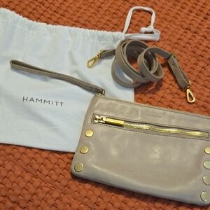 Hammitt Blush Leather Wristlet with Gold Accents